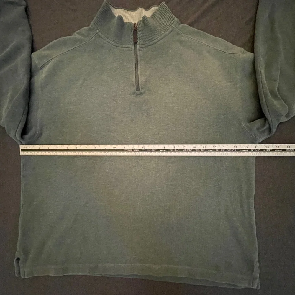 Jos A Bank Mens Quarter Zip Pullover Sweater Sage‎ Green 100% Cotton Large